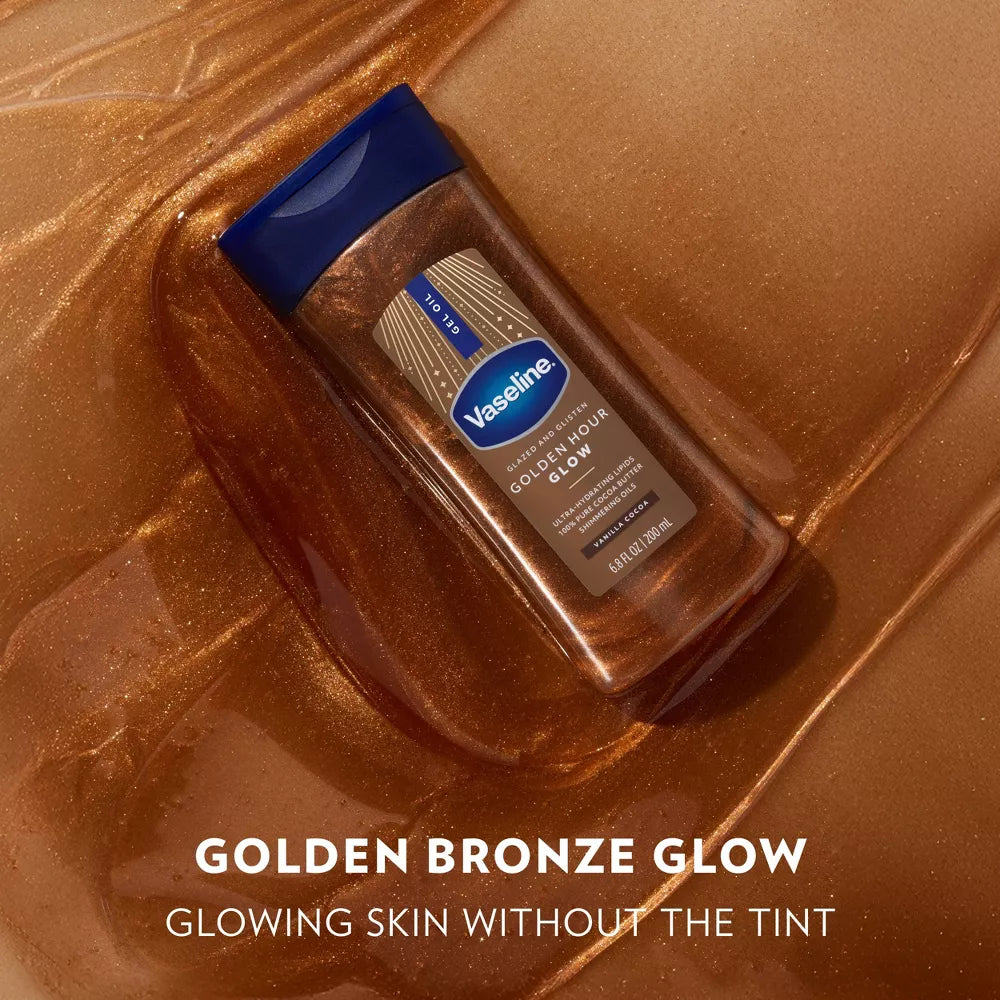 Vaseline Glazed & Glisten Vanilla Cocoa Shimmering Gel Body Oil
